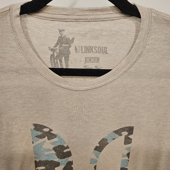 Link Soul Mens Tshirt Beige Cream Logo Size XXL - Picture 3 of 5